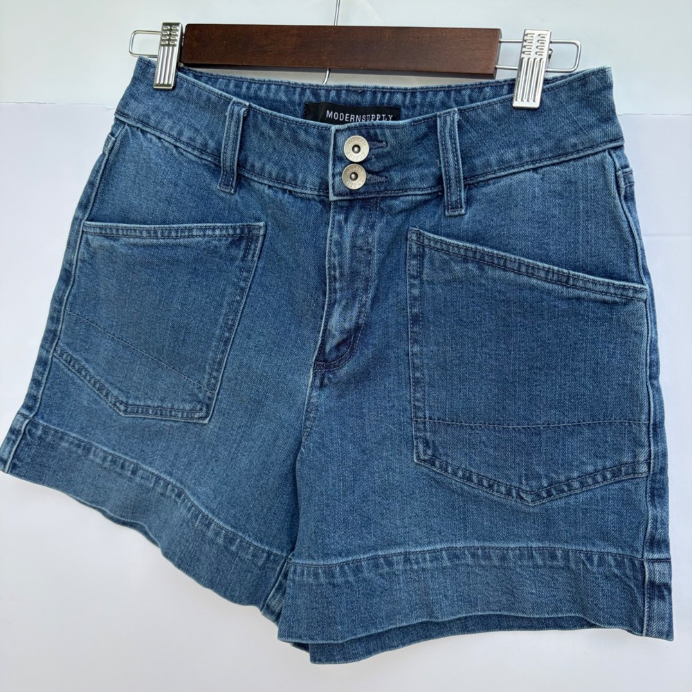 Modern Supply by Sanctuary Women Blue Denim Utility Shorts KMP241XR5 Size 27 - Picture 4 of 10